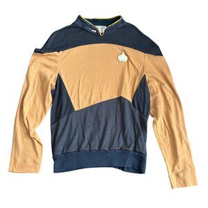 Star Trek Style Gold & Navy Pullover Long Sleeve Shirt By Gilded Lily